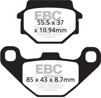 EBC-Brakes Carbon TT Pads for Enduro/MX Bikes to fit Rear Left