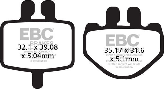 EBC-Brakes Carbon TT Pads for Enduro/MX Bikes to fit Rear Left