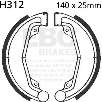EBC-Brakes Plain Motorcycle Replacement Brake Shoes to fit Front Left