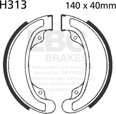 EBC-Brakes Plain Motorcycle Replacement Brake Shoes to fit Rear Left