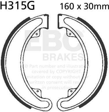 EBC-Brakes Motorcycle Grooved Replacement Brake Shoes to fit Rear Left