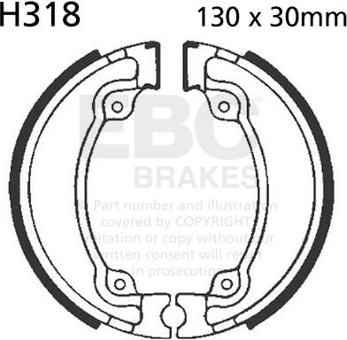 EBC-Brakes Plain Motorcycle Replacement Brake Shoes to fit Rear Left