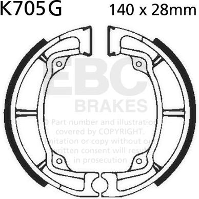 EBC-Brakes Motorcycle Grooved Replacement Brake Shoes to fit Rear Left