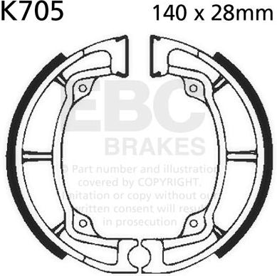 EBC-Brakes Plain Motorcycle Replacement Brake Shoes to fit Front Left