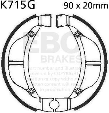 EBC-Brakes Motorcycle Grooved Replacement Brake Shoes to fit Front Left