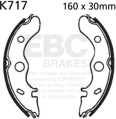 EBC-Brakes Plain Motorcycle Replacement Brake Shoes to fit Front Left