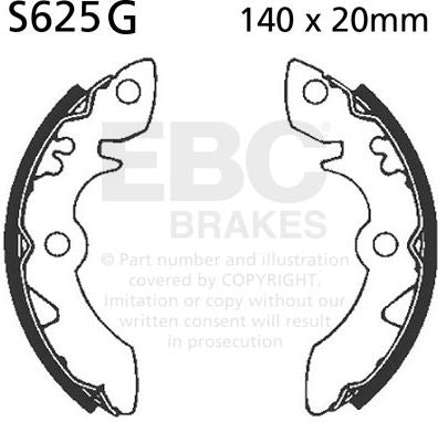 EBC-Brakes Motorcycle Grooved Replacement Brake Shoes to fit Front Left