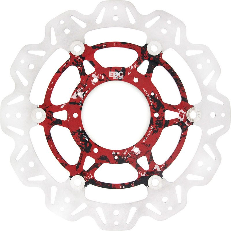 EBC-Brakes Vee-Series Sport Bike Disc (Custom Red and Black Hub) to fit Front Left
