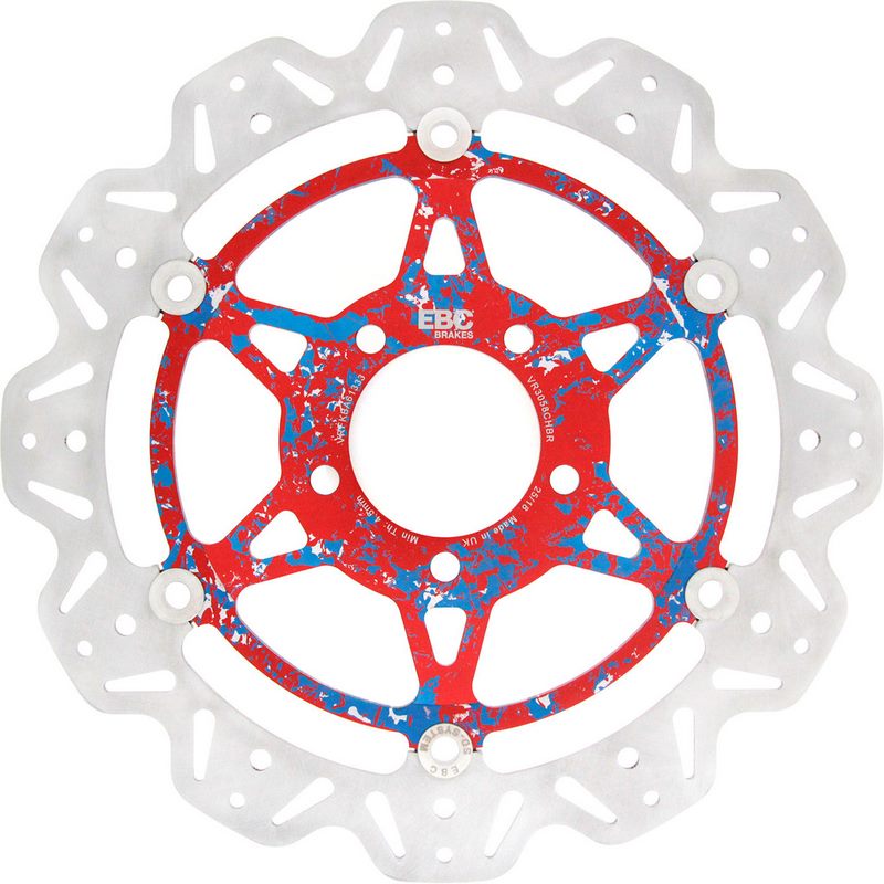 EBC-Brakes Vee-Series Sport Bike Disc (Custom Blue and Red Hub) to fit Front Left