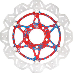 EBC-Brakes Vee-Series Sport Bike Disc (Custom Blue and Red Hub) to fit Front Left