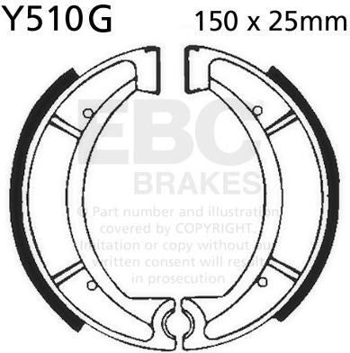 EBC-Brakes Motorcycle Grooved Replacement Brake Shoes to fit Rear Left