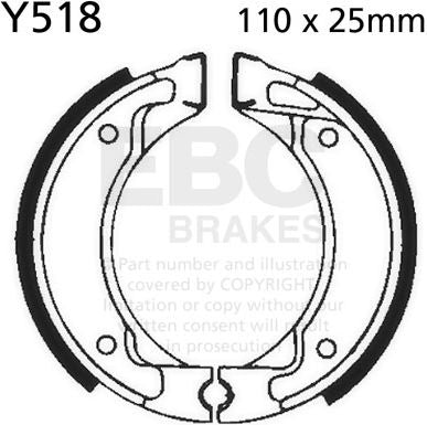 EBC-Brakes Plain Motorcycle Replacement Brake Shoes to fit Front Left