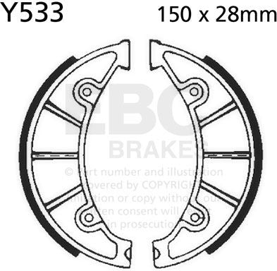 EBC-Brakes Plain Motorcycle Replacement Brake Shoes to fit Rear Left