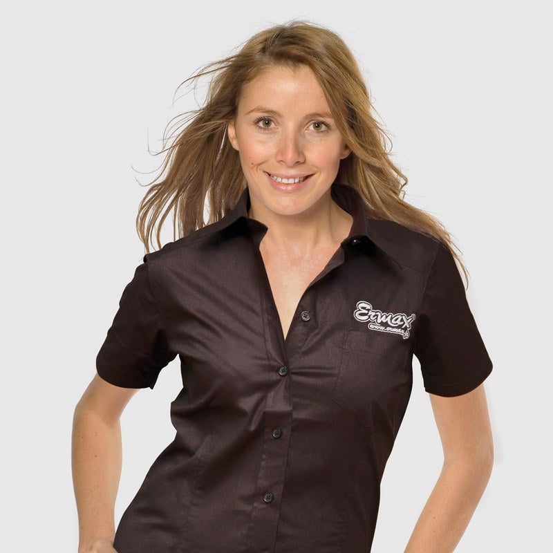 Ermax shirt ermax lady short sleeves black embroidered grey cut \M\" U \"L\" " | 650518054