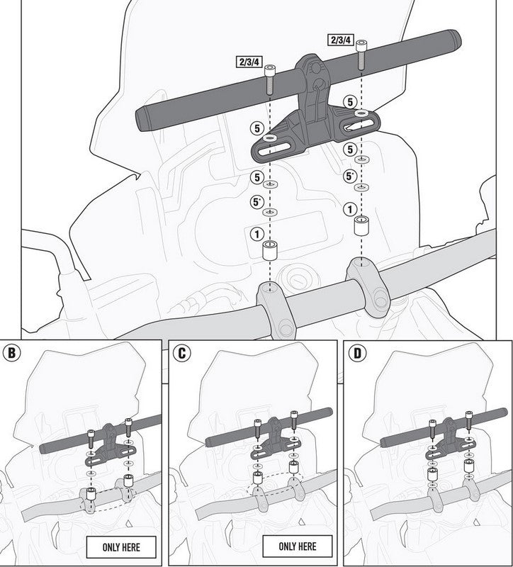Givi 01SKIT Specific kit to mount the Givi S900A Smart Bar or the Givi S901A Smart Mount | 01SKIT