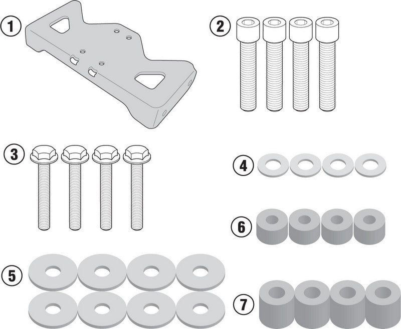 Givi Specific kit 1152KIT mandatory to install the PLX1152 without the specific rear rack 1152KIT on Honda CB500F 16- | 1152KIT