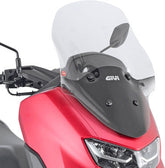 Givi Windscreen for Yamaha N-MAX 125/155 15-20, color clear, dim. HxW 58,5 x 41 cm, 15,5 cm higher than stock, D2153KIT fitting kit required to install (not included) | 2153DT