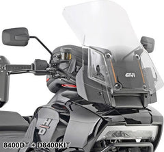 Givi Windscreen for Harley Davidson Pan America 1250, dim. HxW 46x49,5cm, 4,5cm higher than oe, requires D8400KIT fitting kit | 8400DT