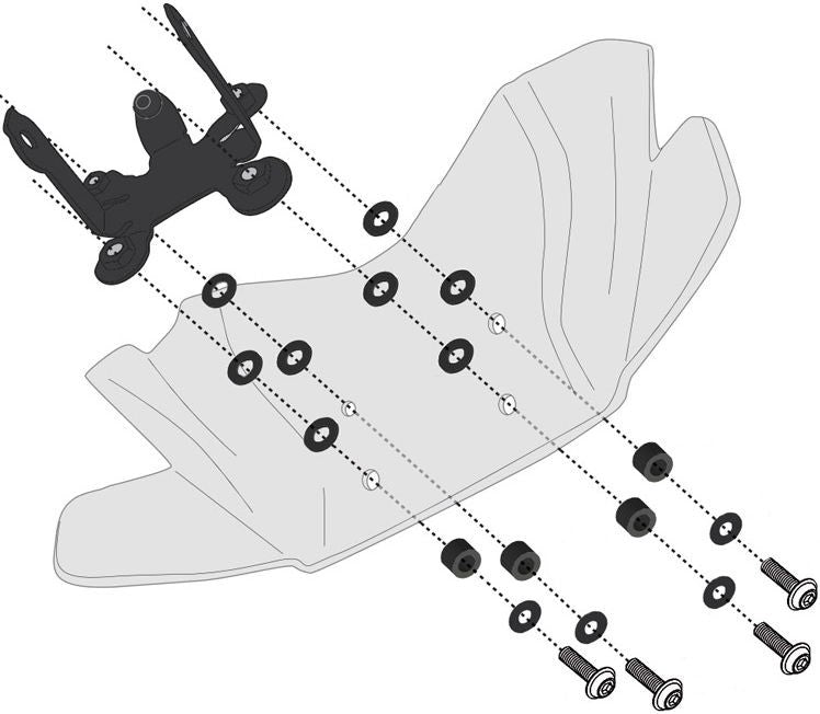 GIVI A1173A mounting Kit for Givi Windscreen 1173S to be mounted on Honda CB1000R 18-, CB650R 19- | A1173A