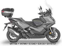 Givi Windscreen D1197ST for Honda ADV 350, color Clear, dim. HxL 65x50 cm, 17 cm higher than oe, fits oe headlight fairing | D1197ST