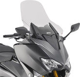 Givi Windscreen for Yamaha TMAX 530 17-19, TMAX 560 20-21, color Clear, dim. HxW 59,5 x 61 cm, 12,5 cm higher than oe, fits oe headlight fairing | D2133ST