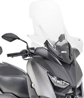 Givi Windscreen for Yamaha X-Max 125 18-, X-Max 300, X-Max 400 18-, color Clear, dim. HxW 73,5 x 64 cm, 20,5 cm higher than oe, fits oe headlight fairing | D2136ST