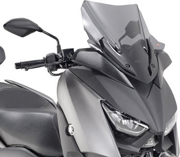 Givi Windscreen for Yamaha X-Max 125 18-, X-Max 300, X-Max 400 18- color Smoke, dim. HxW 43,5x43,5 cm, low profile sport screen, fits oe headlight fairing | D2136S