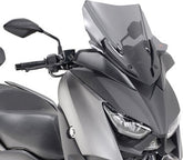 Givi Windscreen for Yamaha X-Max 125 18-, X-Max 300, X-Max 400 18- color Smoke, dim. HxW 43,5x43,5 cm, low profile sport screen, fits oe headlight fairing | D2136S