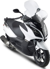 Givi Windscreen for Kymco Downtown 125/200/300 09-16, Xtown 125/300 16-, color Clear, dim. HxW 81,5 x 64 cm, 15 cm higher than oe, fits oe headlight fairing | D294ST