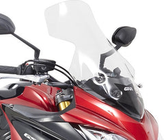 Givi Windscreen for Suzuki GSX-S 1000F 15-20, color clear, dim. HxW 59x35cm, 15 cm cm higher than stock screen, fits oe headlight fairing | D3110ST