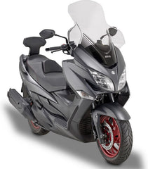 Givi Windscreen for Suzuki Burgman 400 18-, color Clear, dim. HxW 75 x 67 cm, 21 cm higher than oe, fits oe headlight fairing | D3115ST