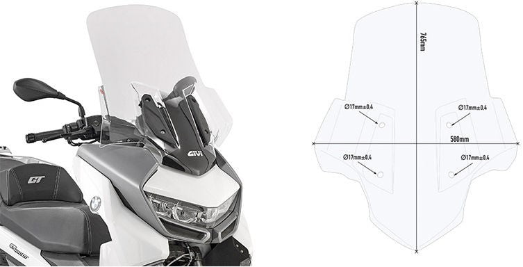 GIVI D5132KIT mounting Kit for Givi Windscreen 5132DT to be mounted on BMW C 400 GT | D5132KIT