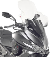 Givi Windscreen for Kymco Xciting 400, color Clear, dim. HxW 85 x 63 cm, 28 cm higher than oe, fits oe headlight fairing | D6104ST