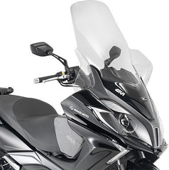 Givi Windscreen for Kymco Downtown ABS 125i/350i 15-, color Clear, dim. HxW 92,5 x 63,5 cm, 31,5 cm higher than oe, fits oe headlight fairing | D6107ST