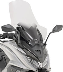 Givi Windscreen for Kymco AK 550, color Clear, with hands guard, fits oe headlight fairing, dim. HxW 70 x 66 cm | D6110ST