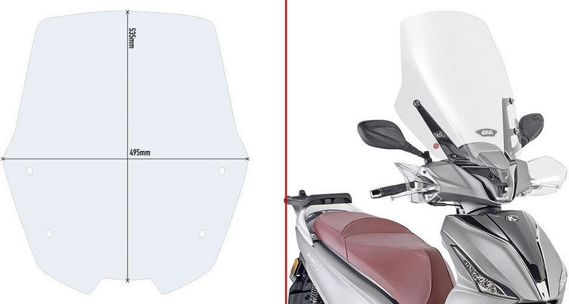Givi Windscreen Transparent 53.5x49.5 Kymco People S 125-150-200 | D6113ST