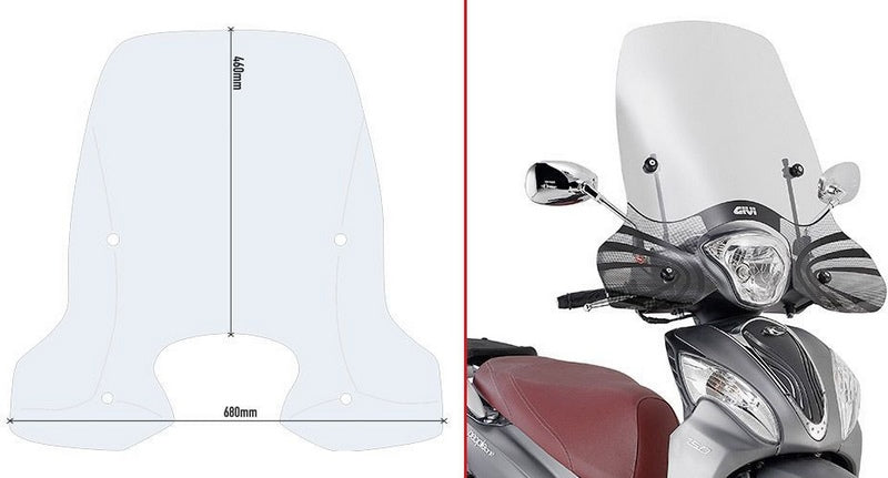 Givi Windscreen Transparent 46x68 cm Kymco People One 125-150 (13-22) | D6116ST