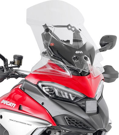 Givi Screen for Ducati Multistrada V4, color clear, dim. HxW 50 x 38 cm, 8 cm higher than oem screen | D7413ST