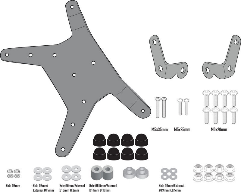 Givi D7711KIT mounting Kit for Windscreen 7710D / 7710DT to be mounted on KTM 790 Adventure, 390 Adventure | D7711KIT