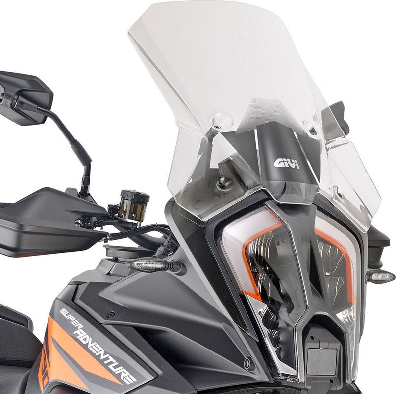 GIVI Windshield transparent, 445 mm high, 470 mm wide for various KTM models, without ABE | D7713ST