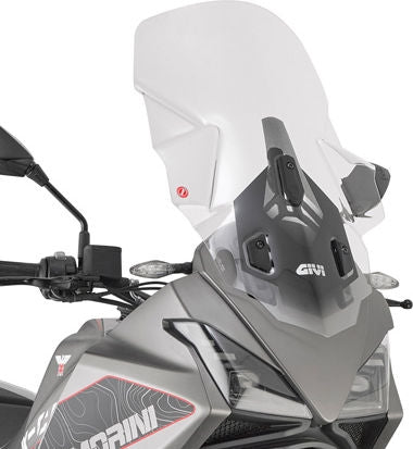 Givi Windscreen for Moto Morini X-Cape 649, color Clear, dim. HxW 62 x 43 cm, 15 cm higher than oe, fits oe headlight fairing | D9350ST