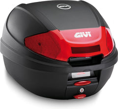 GIVI E300 - Monolock top case, 30 L, black with red reflector, with plate and universal kit | E300N2B