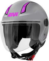 Givi Jet helmet 11.7 SOLID COLOR LADY Matte Silver/Fuchsia, Size 55/S | H117BG77955