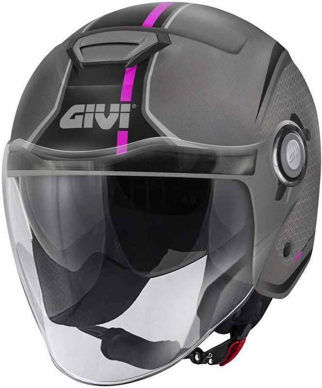 Givi Jet helmet 2.5 GRAPHIC TOUCH LADY Matte Titanium/Pink, Size 54/XS | H125FTHTP54
