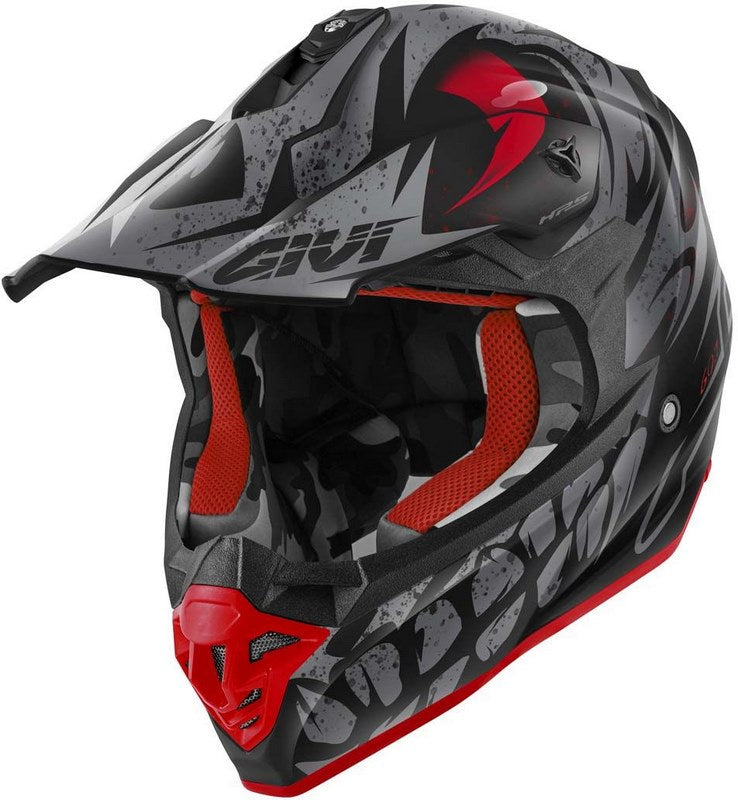 Givi Off-Road Helmet 60.1 GLOOM Matte Black/Titanium/Red, Size 60/L | H601FGLBR60