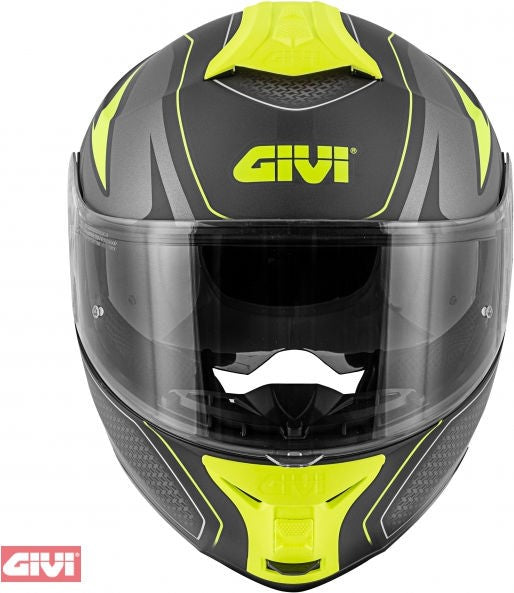 GIVI Hps Hx21 Flip-Up Helmet Graphics Globe Shiver Black / Titanium / Yellow Matt Size 54 / Xs | HX21FSHBT54