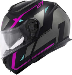 Givi Flip-up helmet X.21 EVO NUMBER LADY Matte Black/Titanium/Pink, Size 54/XS | HX21RNBBP54