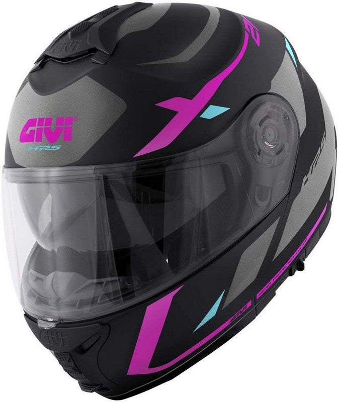 Givi Flip-up helmet X.21 EVO NUMBER LADY Matte Black/Titanium/Pink, Size 54/XS | HX21RNBBP54