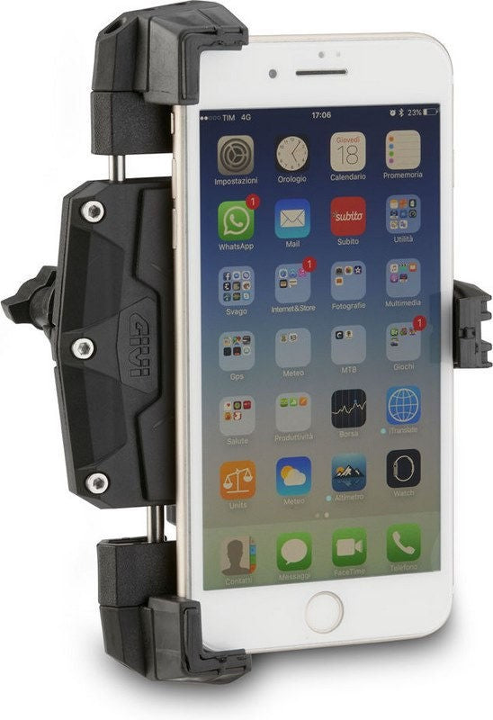 Givi S920L Smart Clip holder for handlebar mounting suitable for smartphone with external dimensions from 144x67mm to 178x90mm | S920L