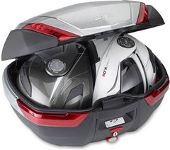 Givi V47N Top Case, color Black with aluminum pattern finishing and Red reflectors, 47 Liters, fits MonoKey plate | V47N